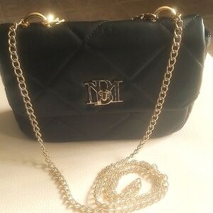 Badgley Mischka Black Quilted Chain Bag New
